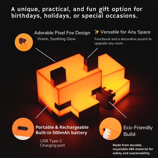 MINECRAFT FIREFOX - Rechargeable, Decorative, USB C