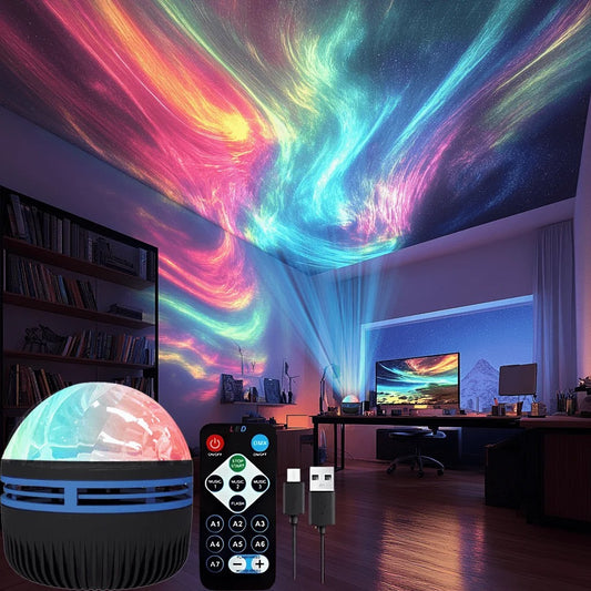 GLOW AURORA - 7 Colors Projection Ambient Lighting, Remote Control, Rotatable, USB